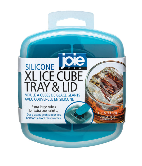 XL Ice Cube Tray & Lid - Silicone w/Fill Tab